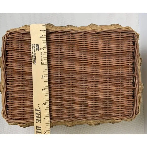 Vintage Nautical-Themed Woven Basket Wire Bail Handles Sailboat Design 10"x12" - Picture 14 of 14